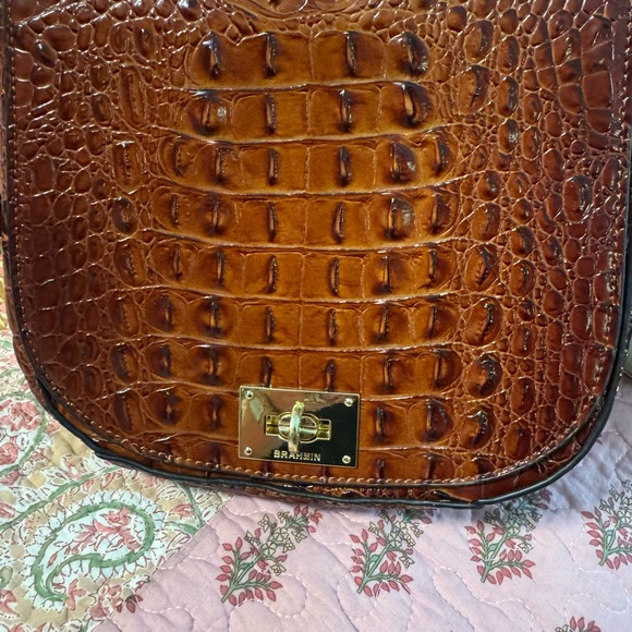 Brahmin Handbags - Brahmin Brown Crocodile Embossed Shoulder Bag